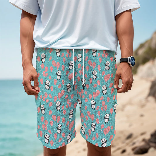 Cute Panda And Balloon Pattern Print Men's Cargo Shorts