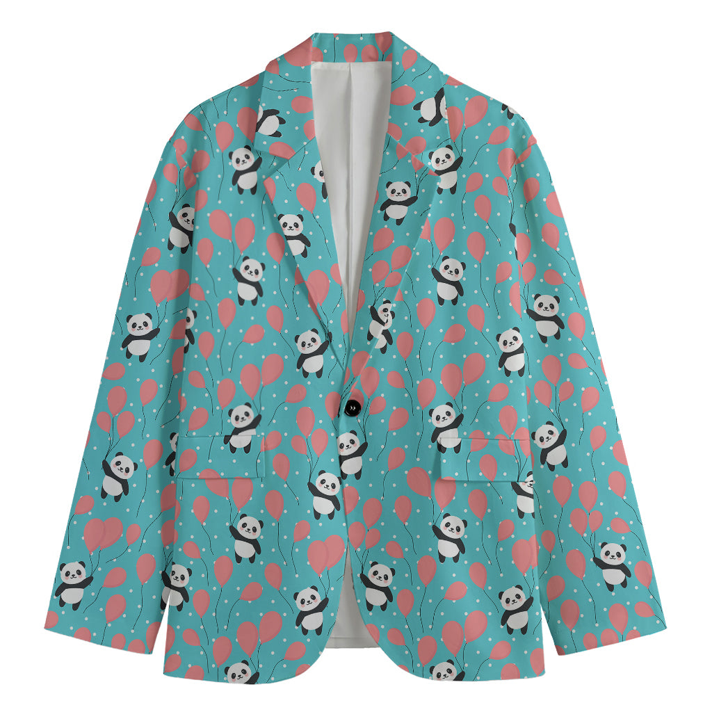 Cute Panda And Balloon Pattern Print Men's Cotton Blazer