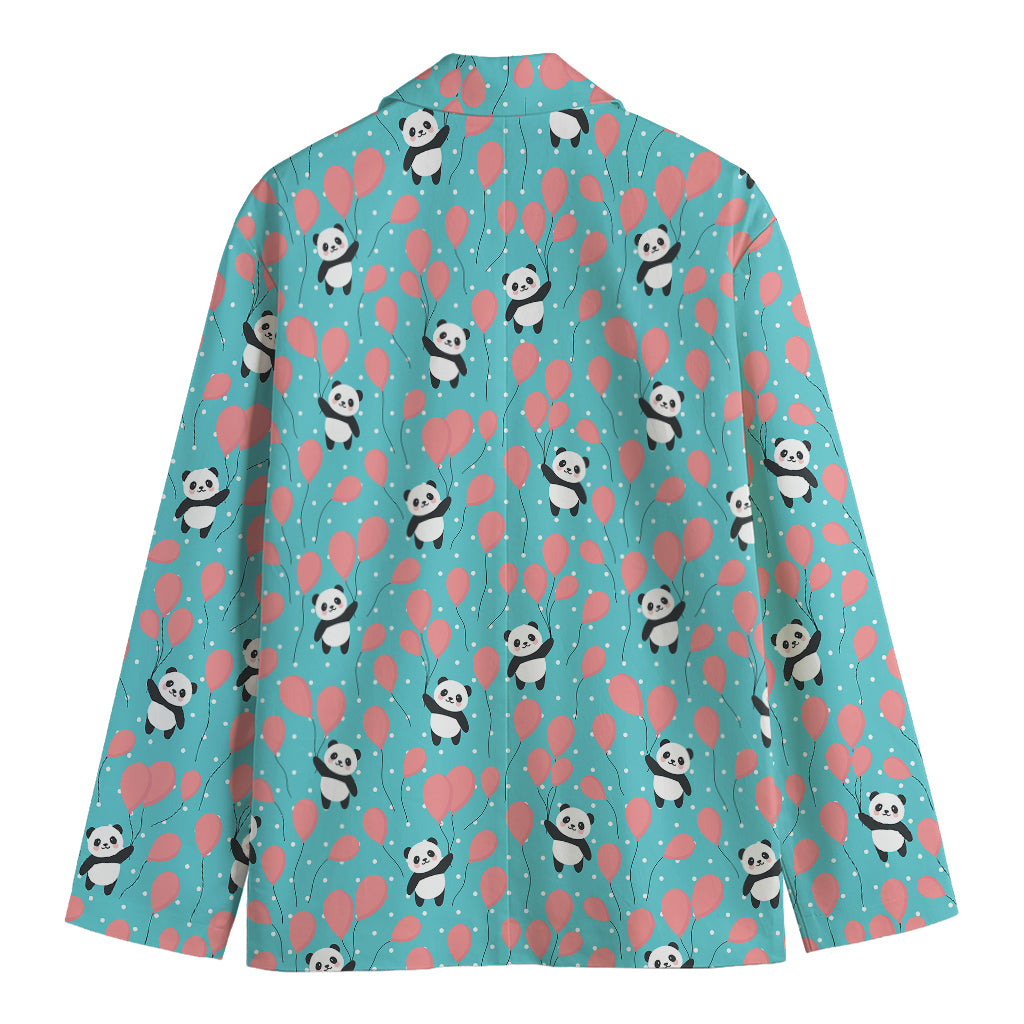 Cute Panda And Balloon Pattern Print Men's Cotton Blazer