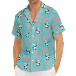 Cute Panda And Balloon Pattern Print Men's Deep V-Neck Shirt