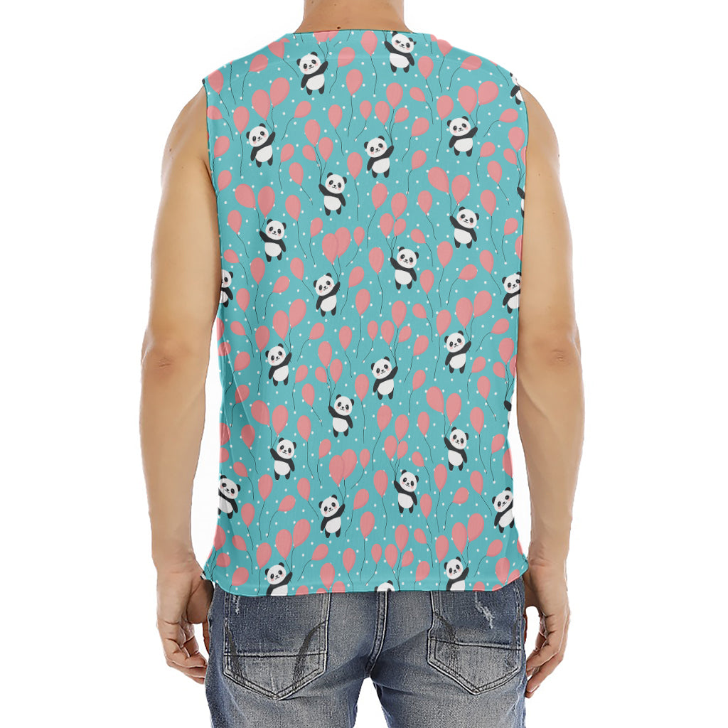 Cute Panda And Balloon Pattern Print Men's Fitness Tank Top