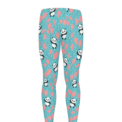 Cute Panda And Balloon Pattern Print Men's leggings
