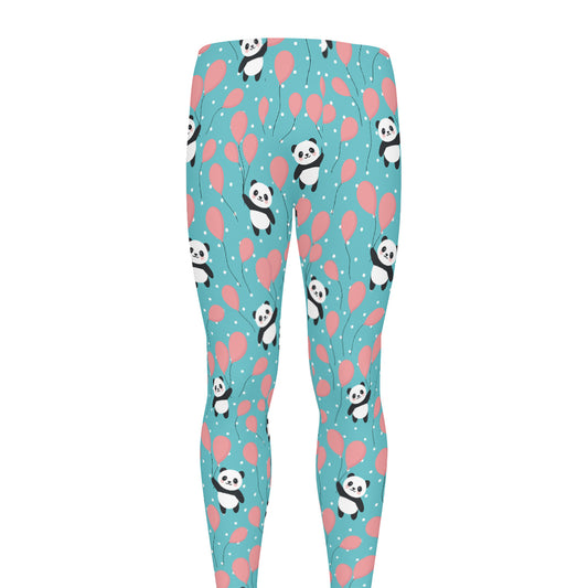 Cute Panda And Balloon Pattern Print Men's leggings