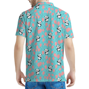 Cute Panda And Balloon Pattern Print Men's Polo Shirt