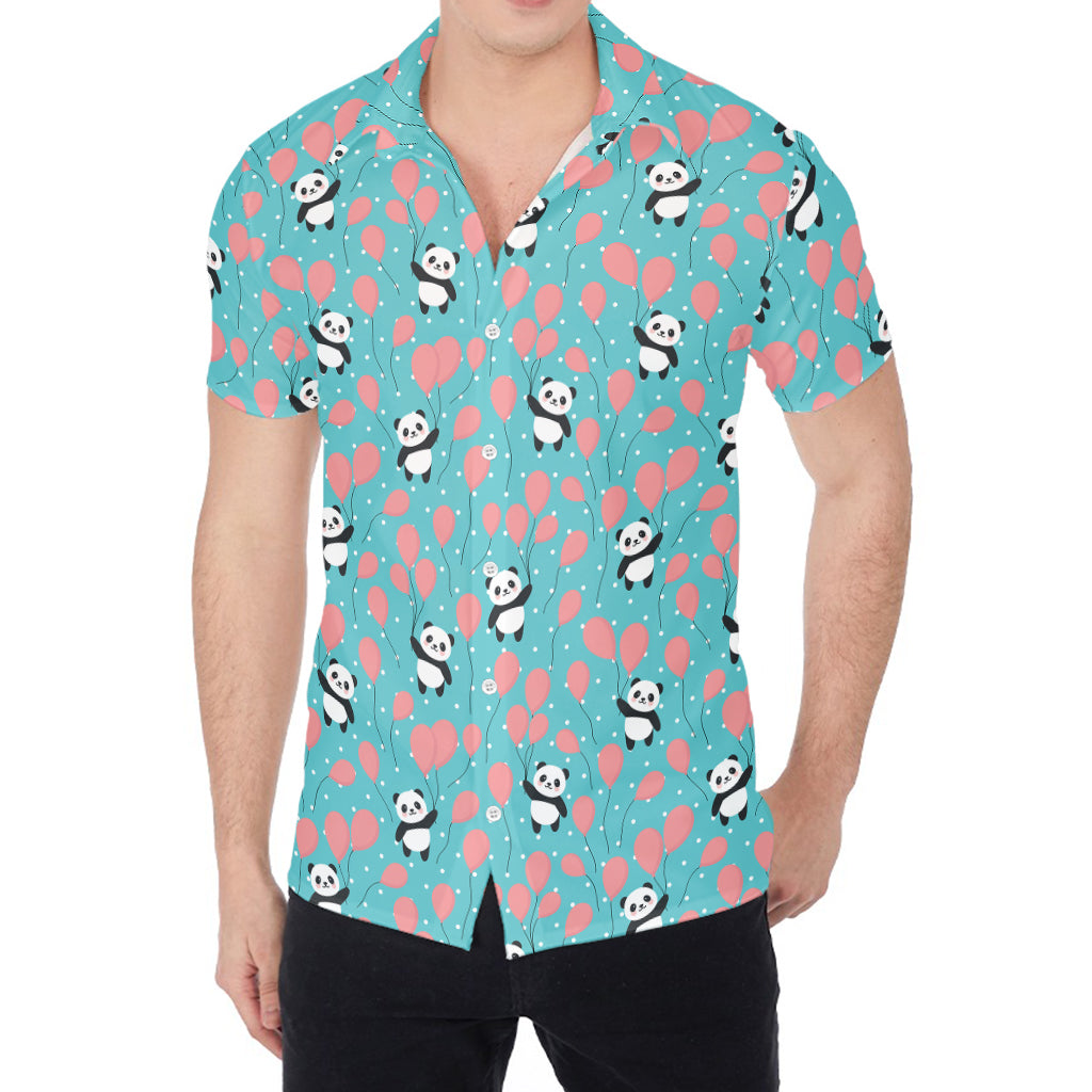 Cute Panda And Balloon Pattern Print Men's Shirt