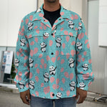 Cute Panda And Balloon Pattern Print Men's Shirt Jacket