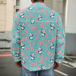 Cute Panda And Balloon Pattern Print Men's Shirt Jacket