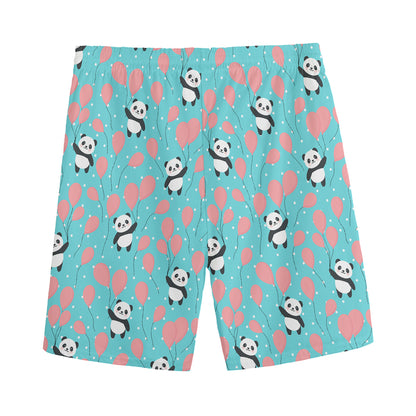 Cute Panda And Balloon Pattern Print Men's Sports Shorts