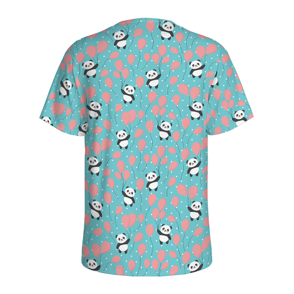 Cute Panda And Balloon Pattern Print Men's Sports T-Shirt