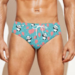 Cute Panda And Balloon Pattern Print Men's Swim Briefs