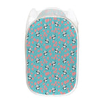 Cute Panda And Balloon Pattern Print Mesh Laundry Hamper