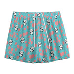 Cute Panda And Balloon Pattern Print Mesh Shorts