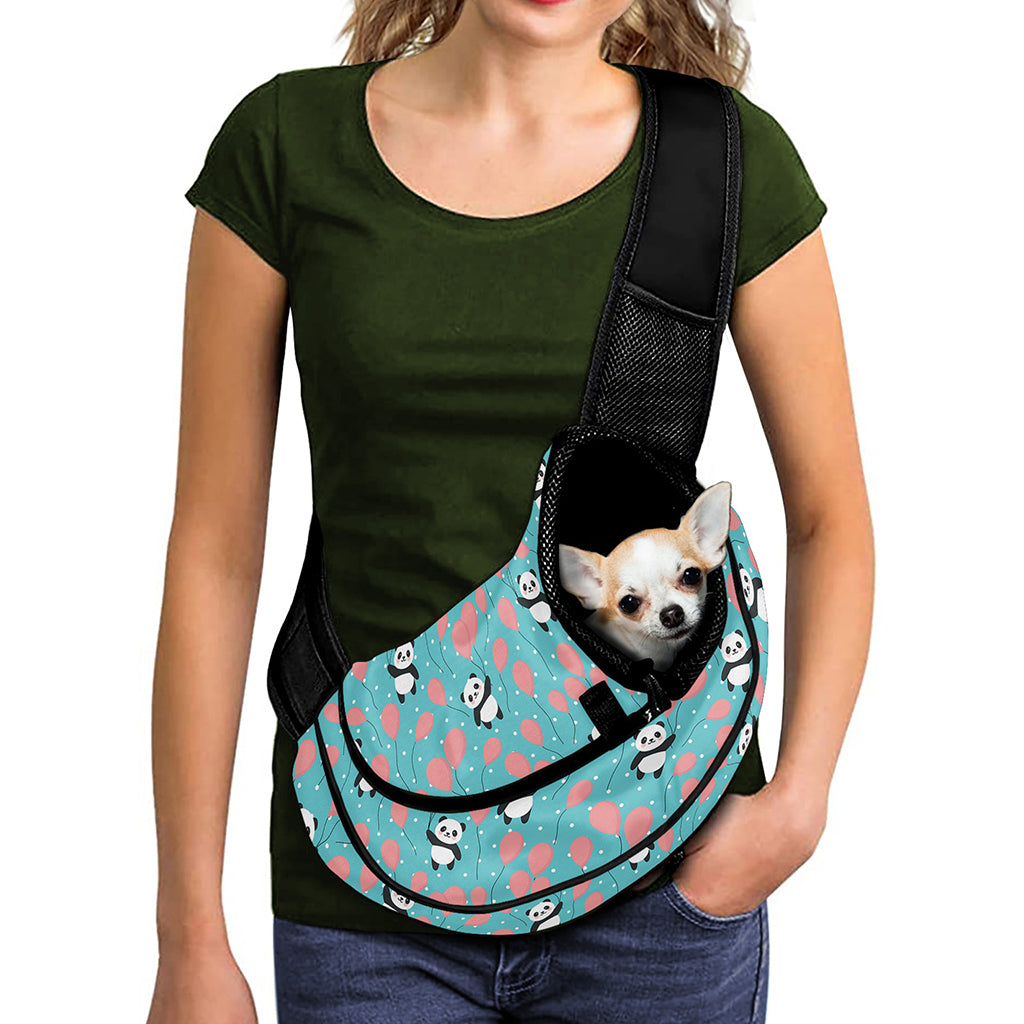Cute Panda And Balloon Pattern Print Pet Sling Carrier