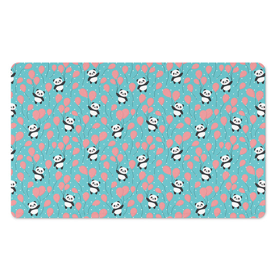 Cute Panda And Balloon Pattern Print Polyester Doormat