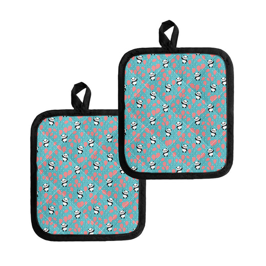 Cute Panda And Balloon Pattern Print Pot Holders