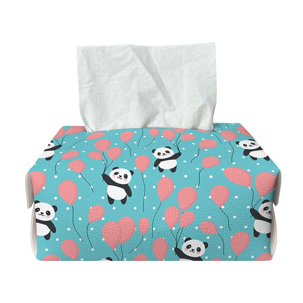 Cute Panda And Balloon Pattern Print Rectangle Tissue Box Cover