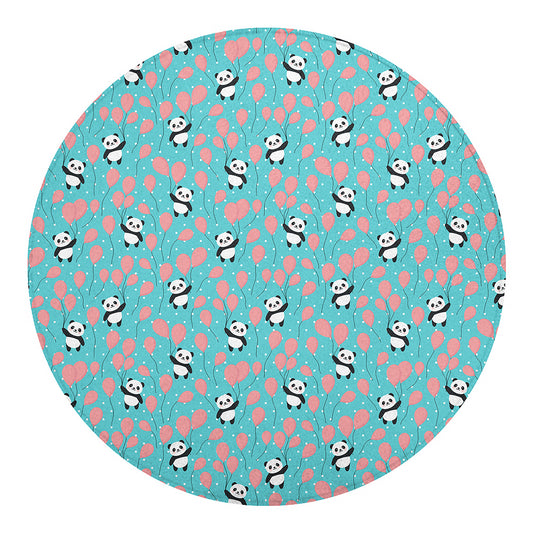 Cute Panda And Balloon Pattern Print Round Blanket