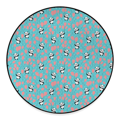 Cute Panda And Balloon Pattern Print Round Floor Mat
