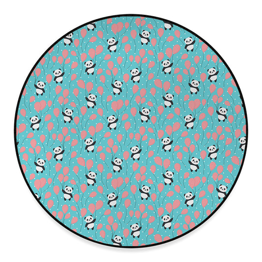 Cute Panda And Balloon Pattern Print Round Floor Mat