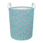 Cute Panda And Balloon Pattern Print Round Laundry Basket