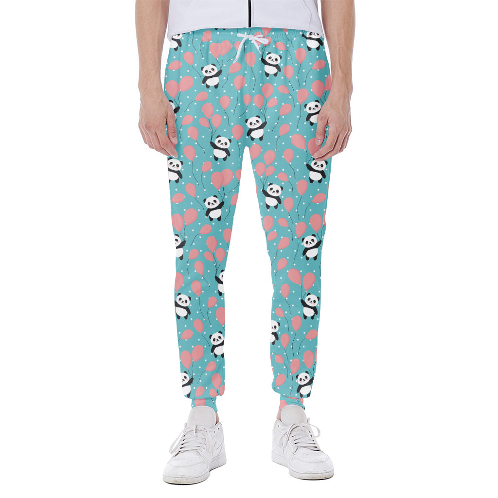 Cute Panda And Balloon Pattern Print Scuba Joggers