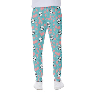 Cute Panda And Balloon Pattern Print Scuba Joggers