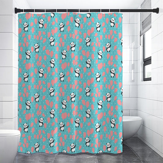 Cute Panda And Balloon Pattern Print Shower Curtain