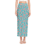 Cute Panda And Balloon Pattern Print Side Slit Maxi Skirt