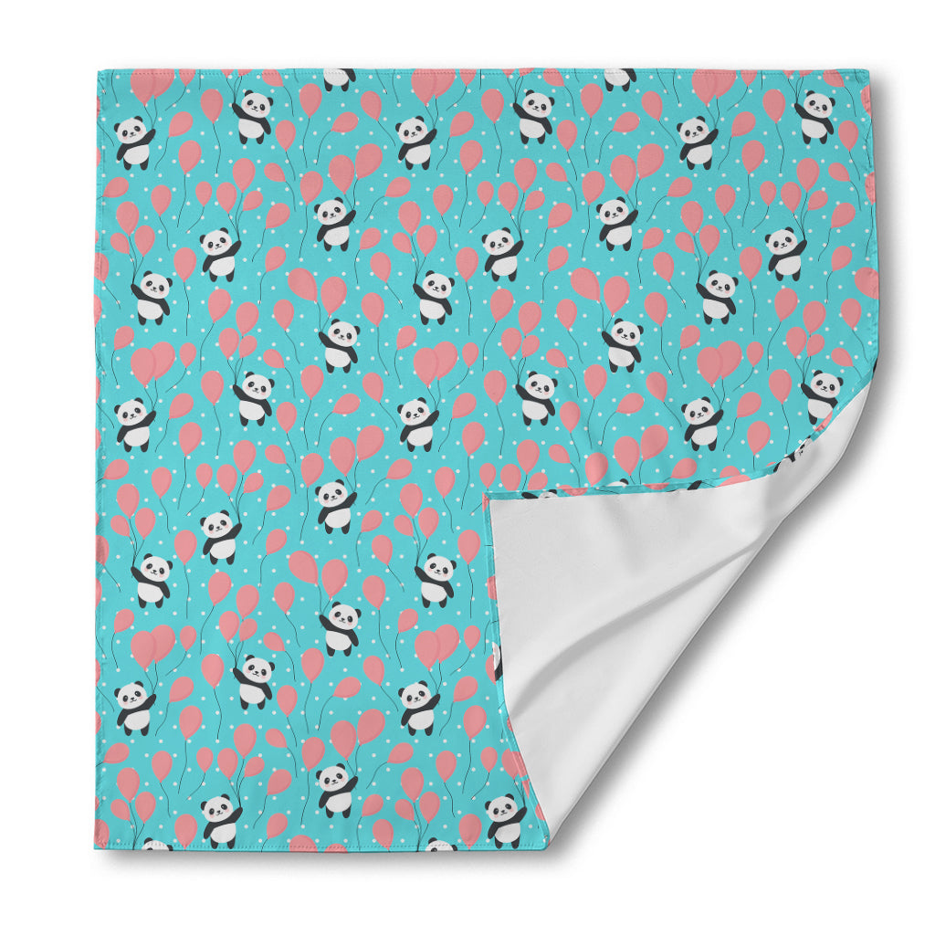 Cute Panda And Balloon Pattern Print Silk Bandana