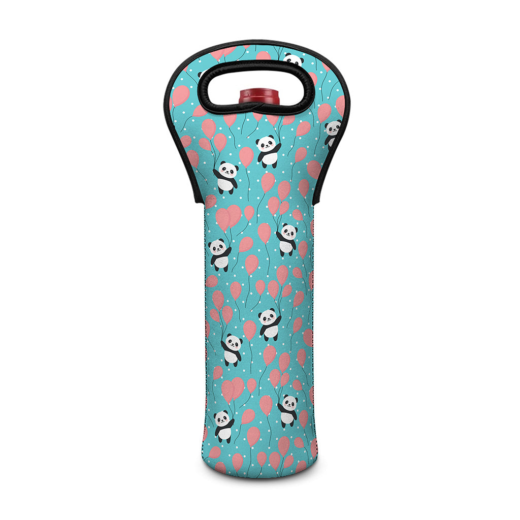 Cute Panda And Balloon Pattern Print Single Neoprene Wine Tote
