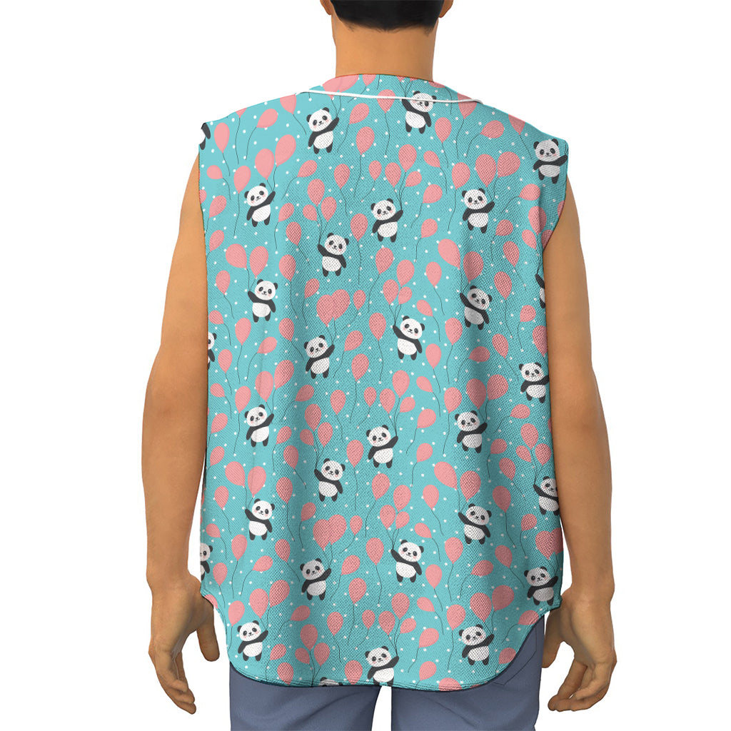 Cute Panda And Balloon Pattern Print Sleeveless Baseball Jersey