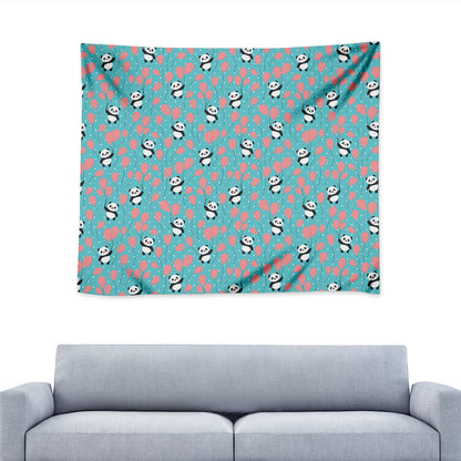Cute Panda And Balloon Pattern Print Tapestry