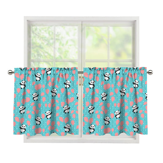 Cute Panda And Balloon Pattern Print Tier Curtains