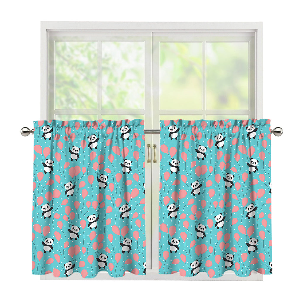 Cute Panda And Balloon Pattern Print Tier Curtains