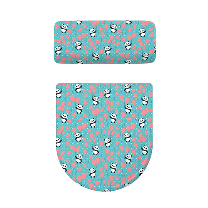 Cute Panda And Balloon Pattern Print Toilet Lid And Tank Cover Set