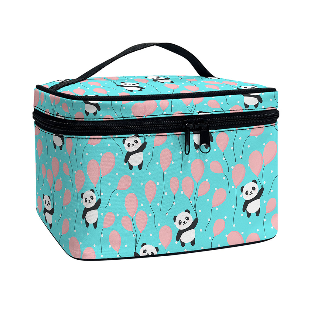 Cute Panda And Balloon Pattern Print Travel Makeup Bag