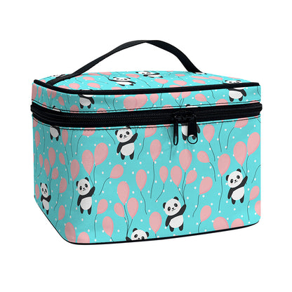 Cute Panda And Balloon Pattern Print Travel Makeup Bag