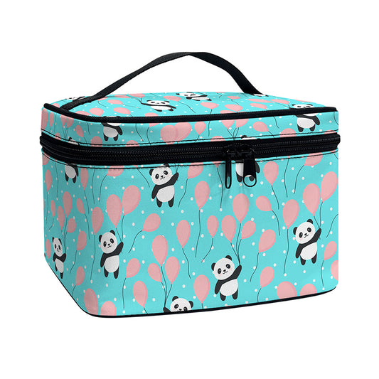 Cute Panda And Balloon Pattern Print Travel Makeup Bag