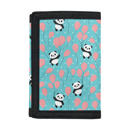 Cute Panda And Balloon Pattern Print Trifold Wallet