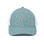 Cute Panda And Balloon Pattern Print White Mesh Trucker Cap