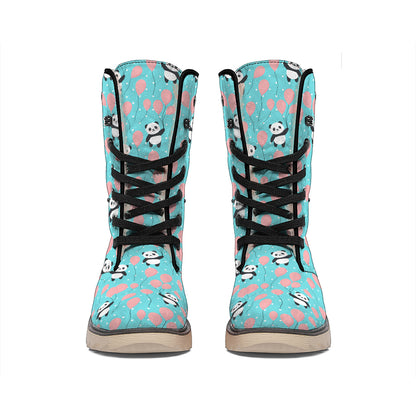 Cute Panda And Balloon Pattern Print Winter Boots