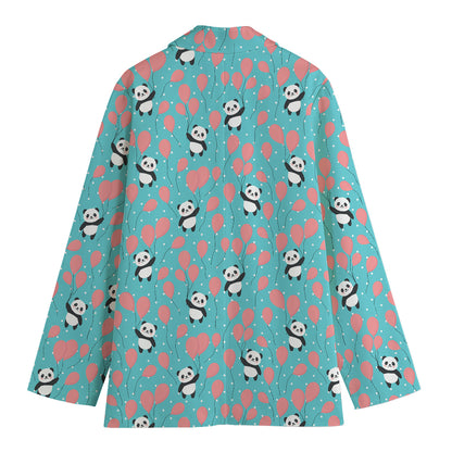 Cute Panda And Balloon Pattern Print Women's Blazer