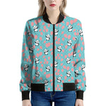 Cute Panda And Balloon Pattern Print Women's Bomber Jacket