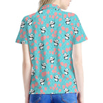 Cute Panda And Balloon Pattern Print Women's Polo Shirt