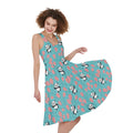 Cute Panda And Balloon Pattern Print Sleeveless Knee Length Dress