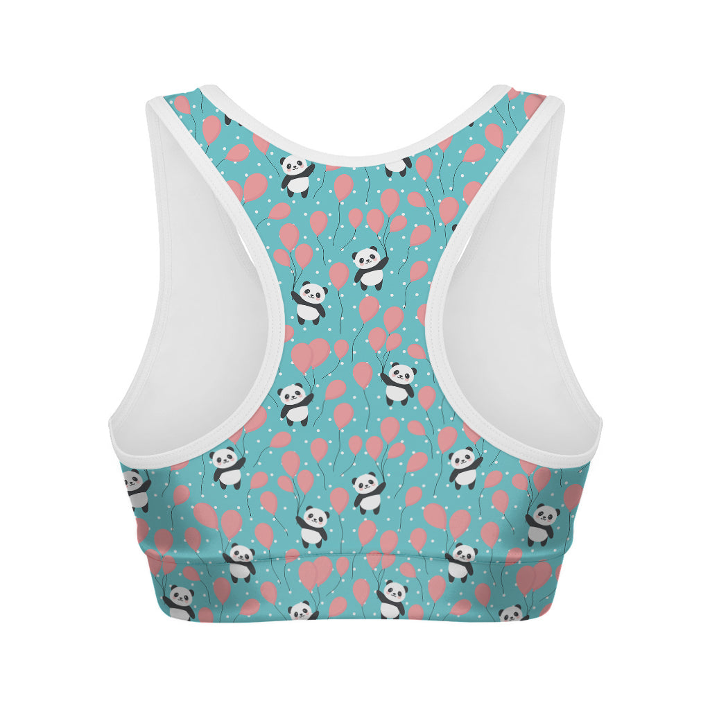 Cute Panda And Balloon Pattern Print Women's Sports Bra
