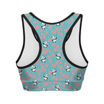 Cute Panda And Balloon Pattern Print Women's Sports Bra