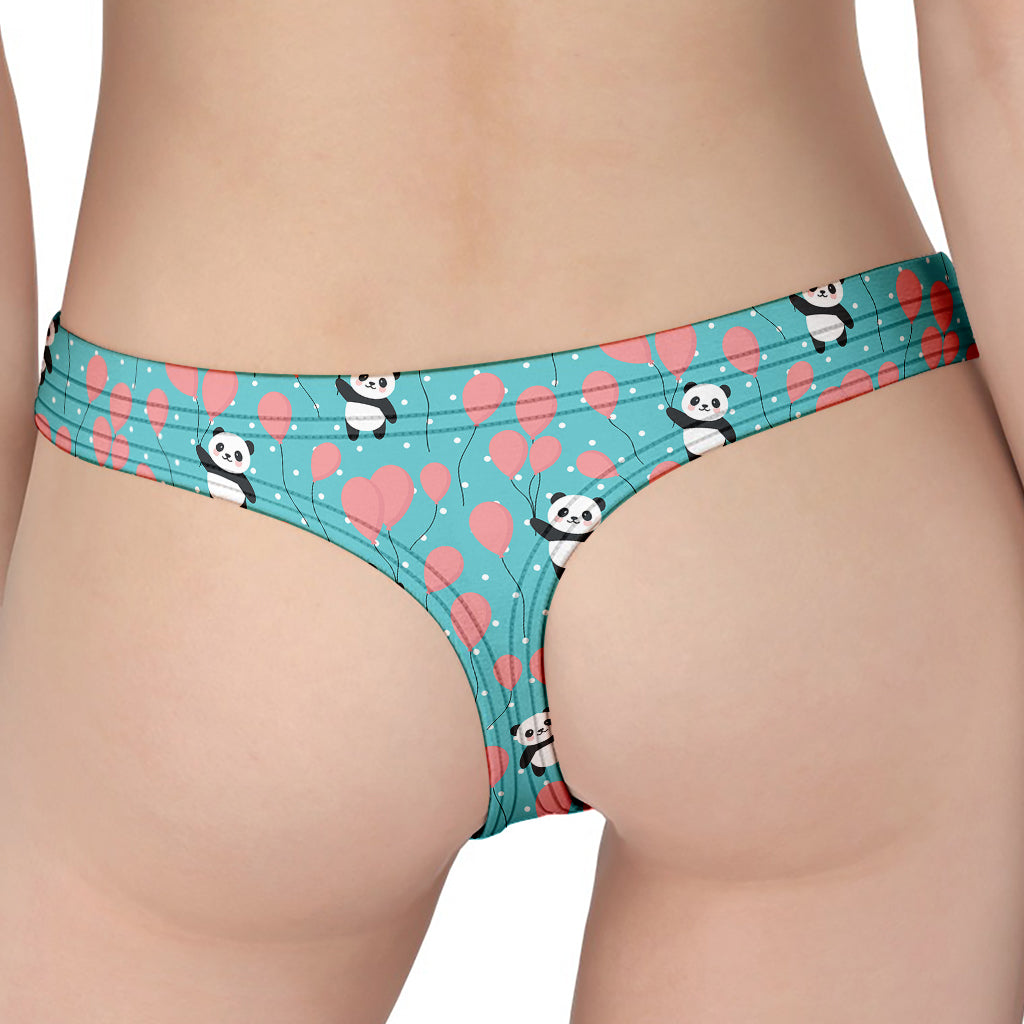 Cute Panda And Balloon Pattern Print Women's Thong