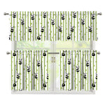 Cute Panda And Bamboo Pattern Print 3 Piece Kitchen Curtains