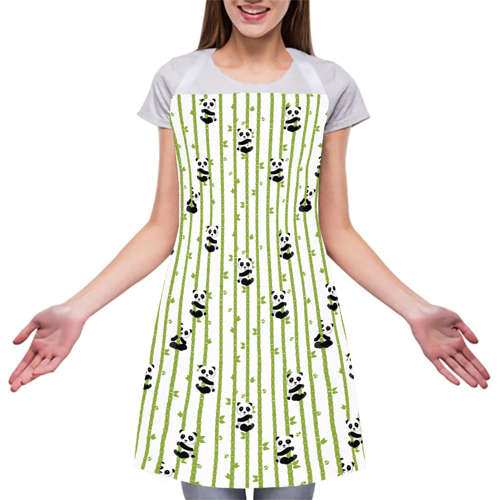 Cute Panda And Bamboo Pattern Print Adjustable Apron